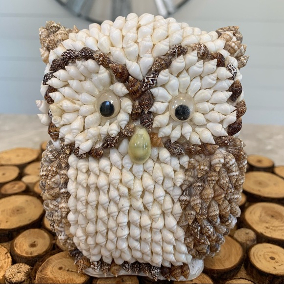 Other - Vintage Shell Covered Owl Coin Bank
